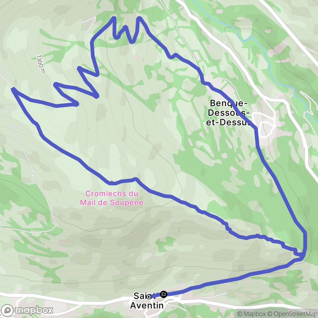 Saint-Aventin : carte du parcours de randonnée - France