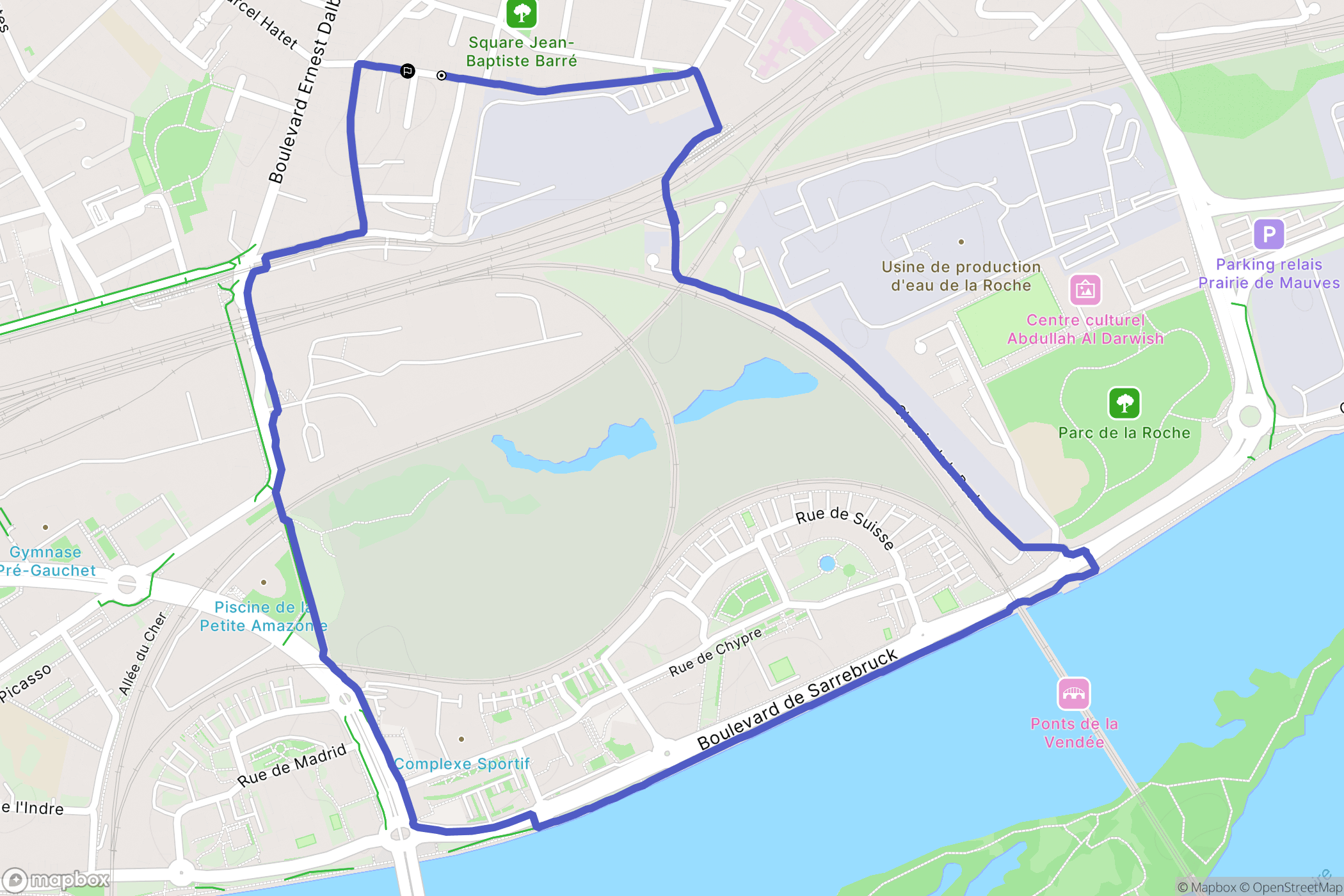 Nantes : carte du parcours de randonnée - France