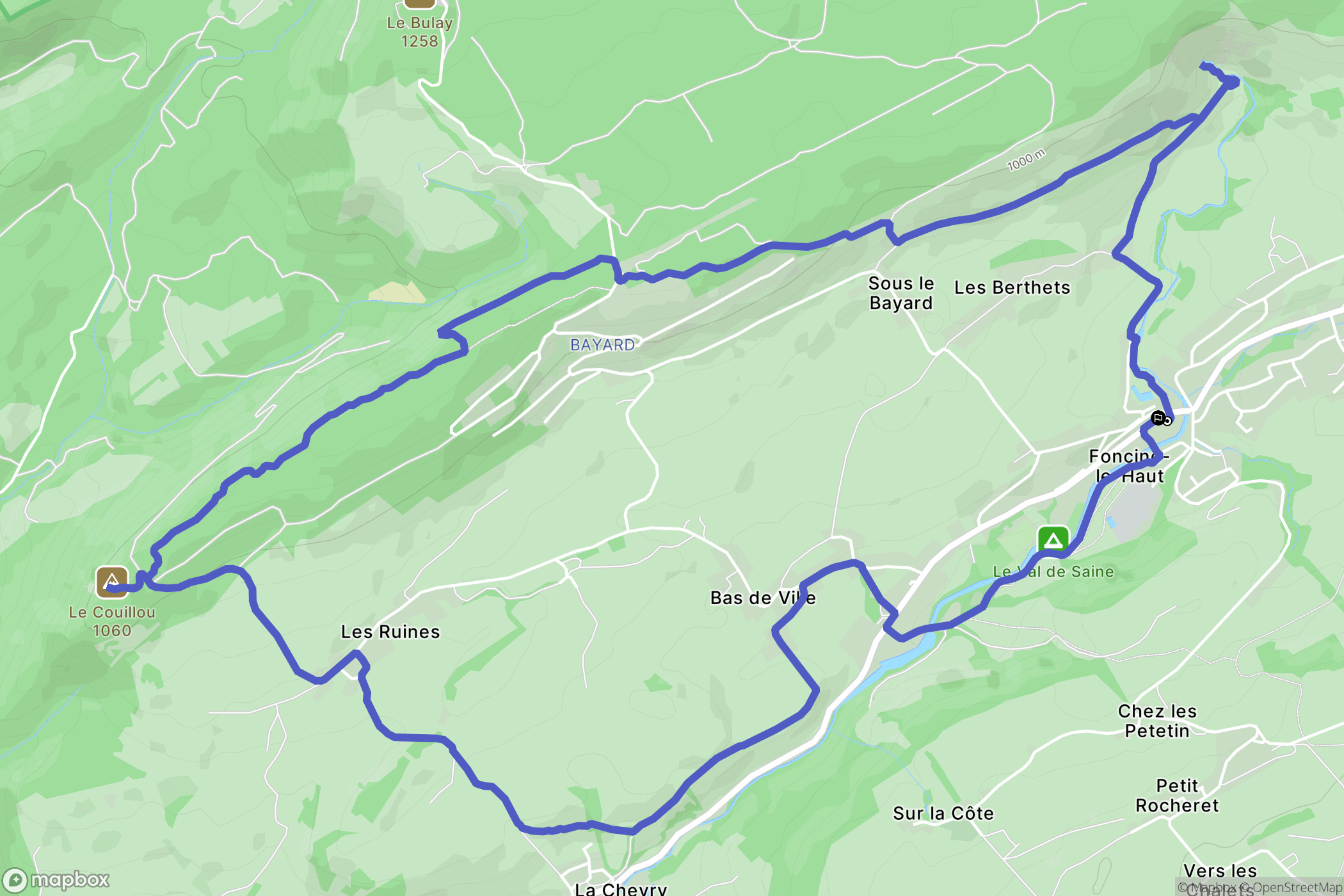 Foncine-le-Haut : carte du parcours de randonnée - France