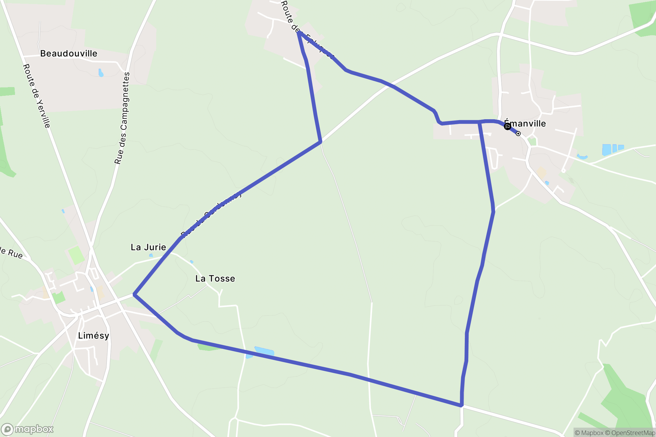 Émanville : carte du parcours de randonnée - France