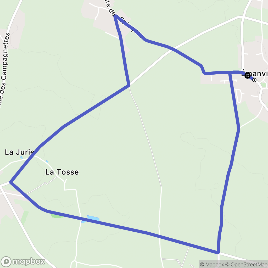 Émanville : carte du parcours de randonnée - France