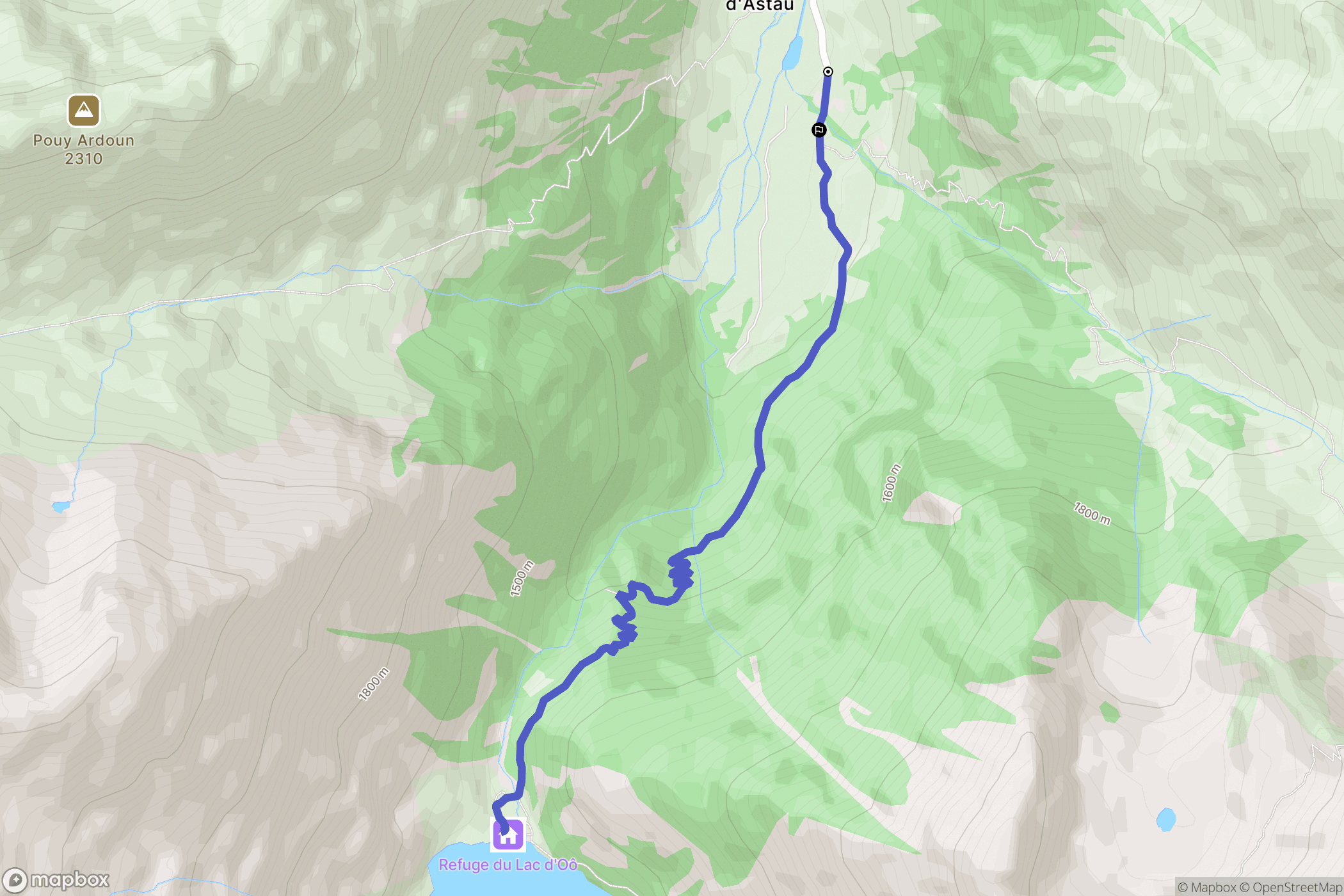 Oô : carte du parcours de randonnée - France