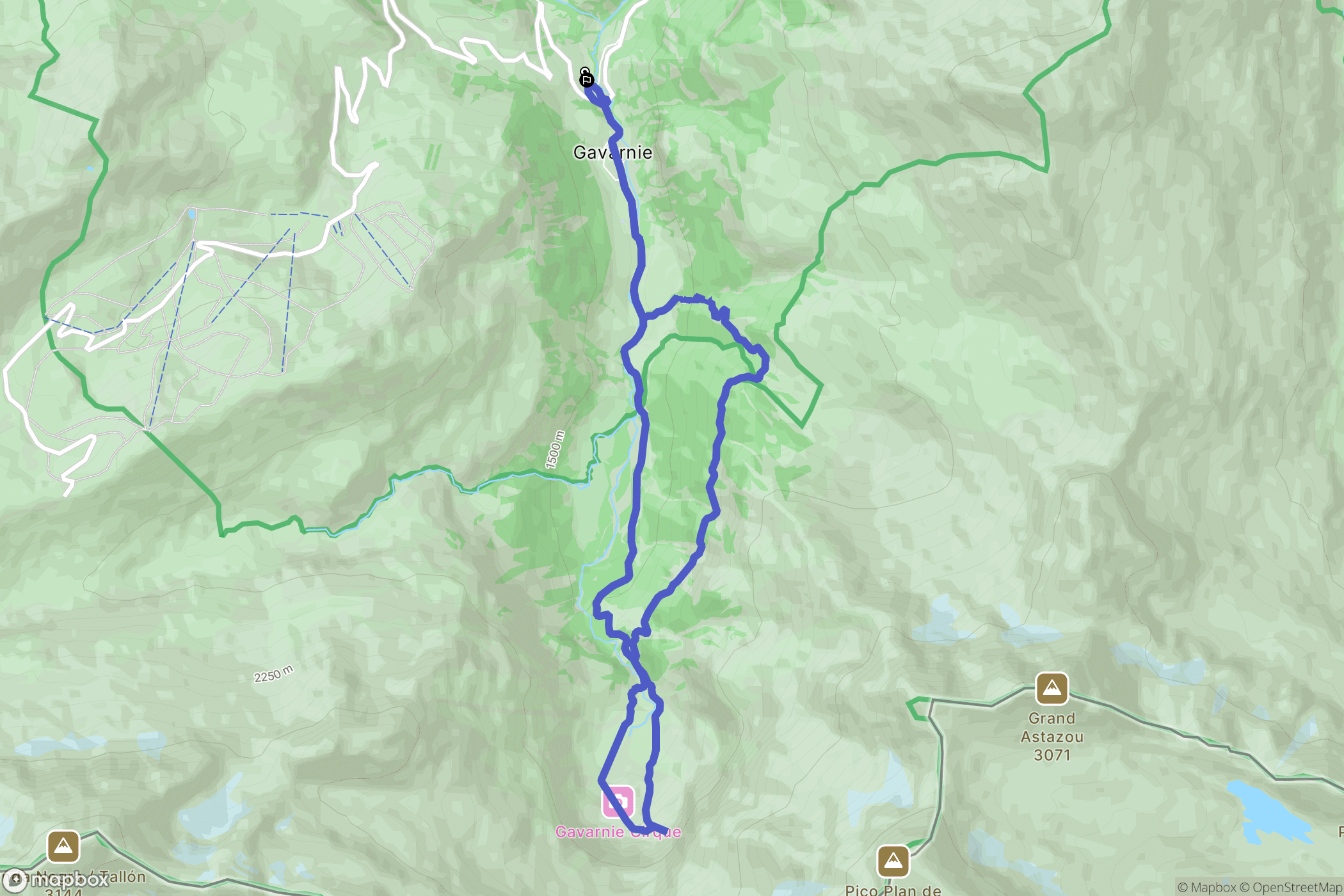 Gavarnie : carte du parcours de randonnée - France