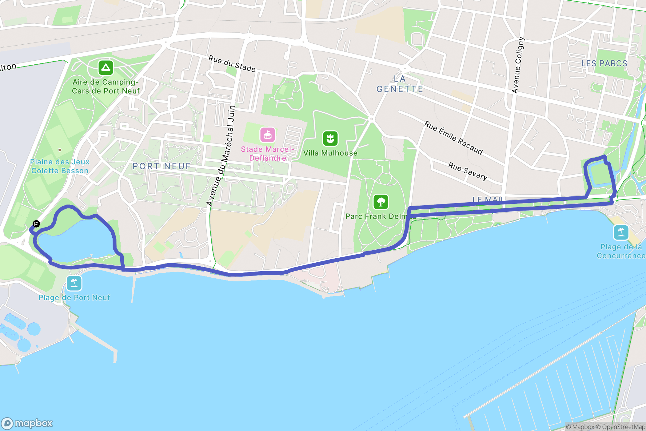 La Rochelle : carte du parcours de randonnée - France