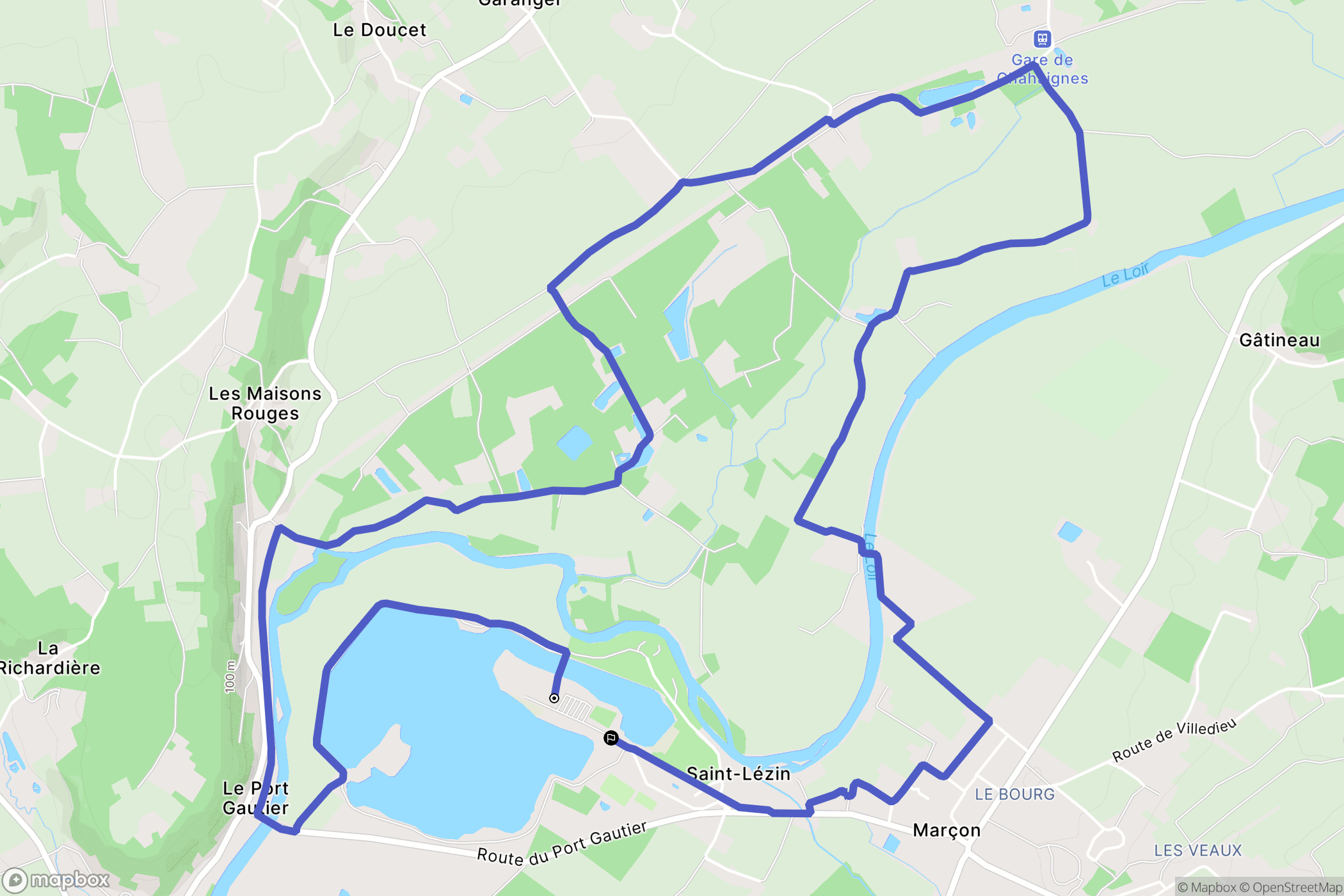 Marçon : carte du parcours de randonnée - France