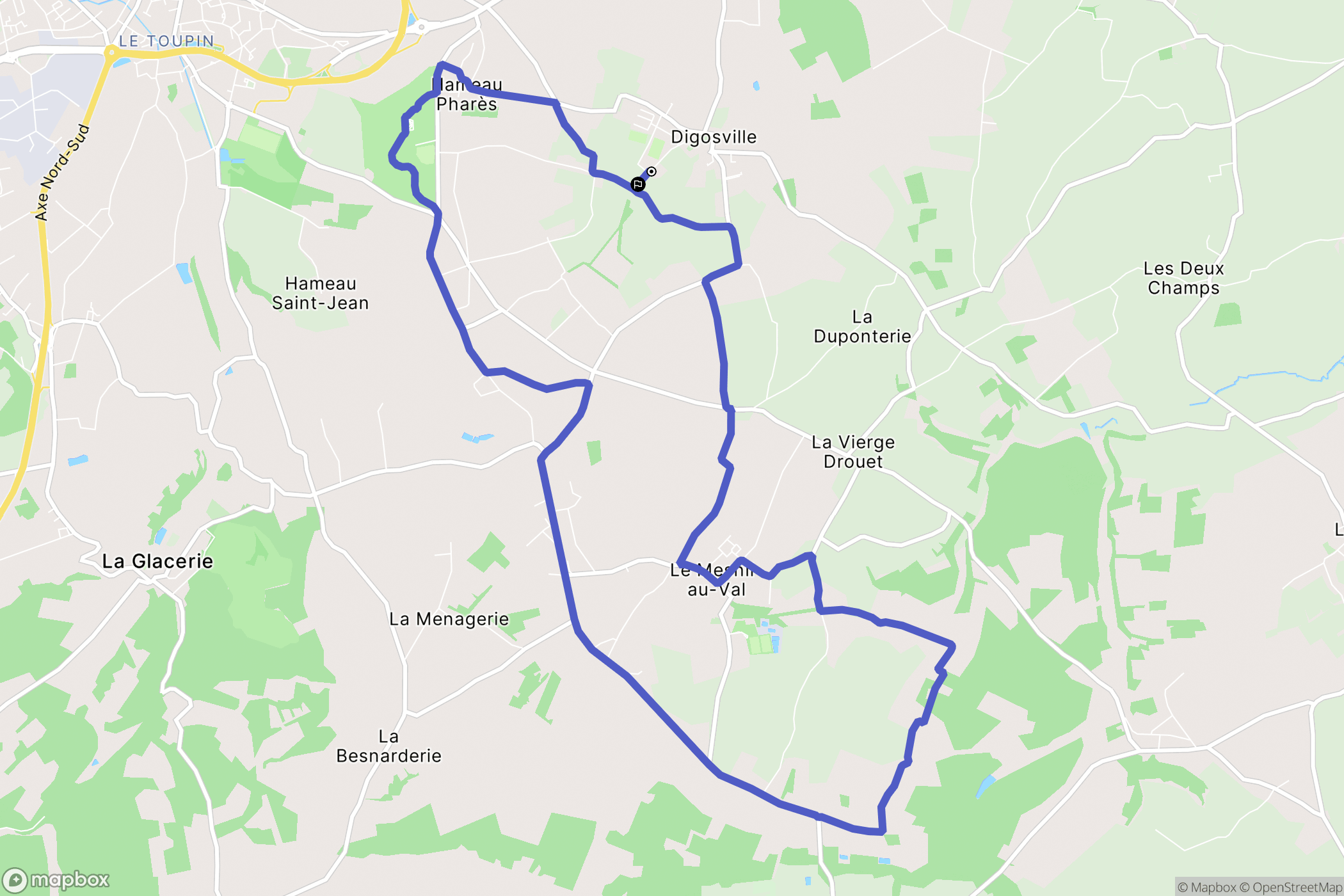 Digosville : carte du parcours de randonnée - France