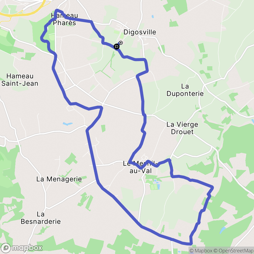 Digosville : carte du parcours de randonnée - France