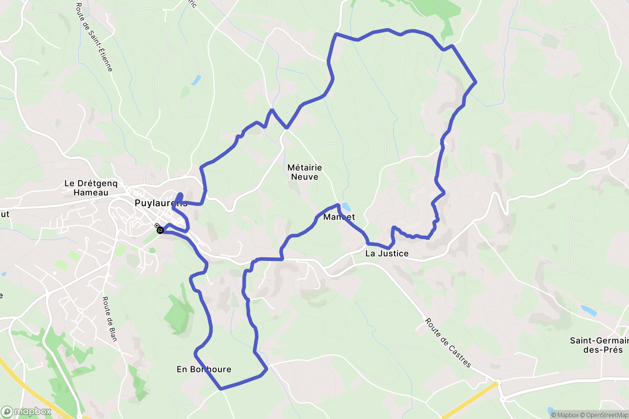 Puylaurens : carte du parcours de randonnée - France