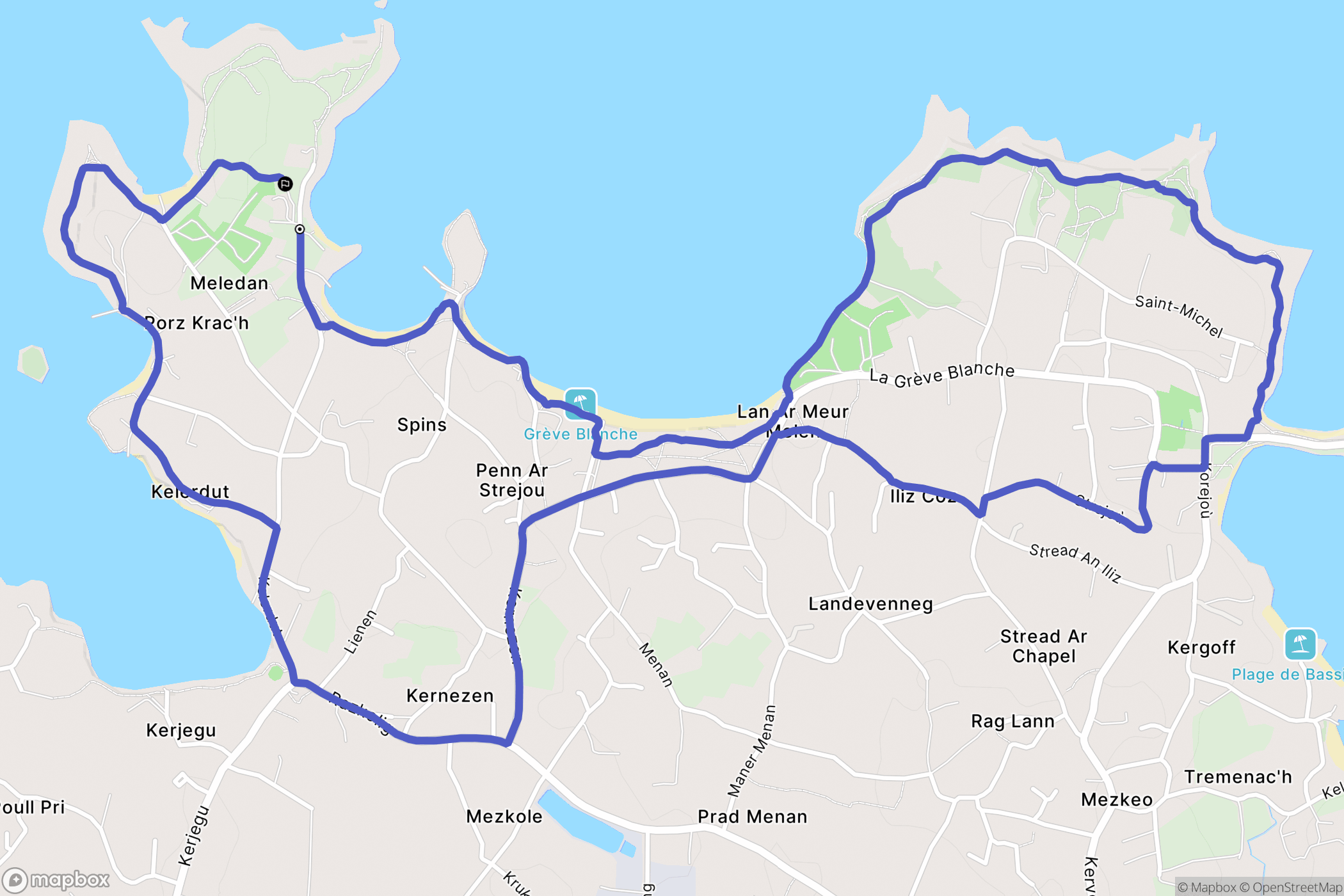 Plouguerneau : carte du parcours de randonnée - France