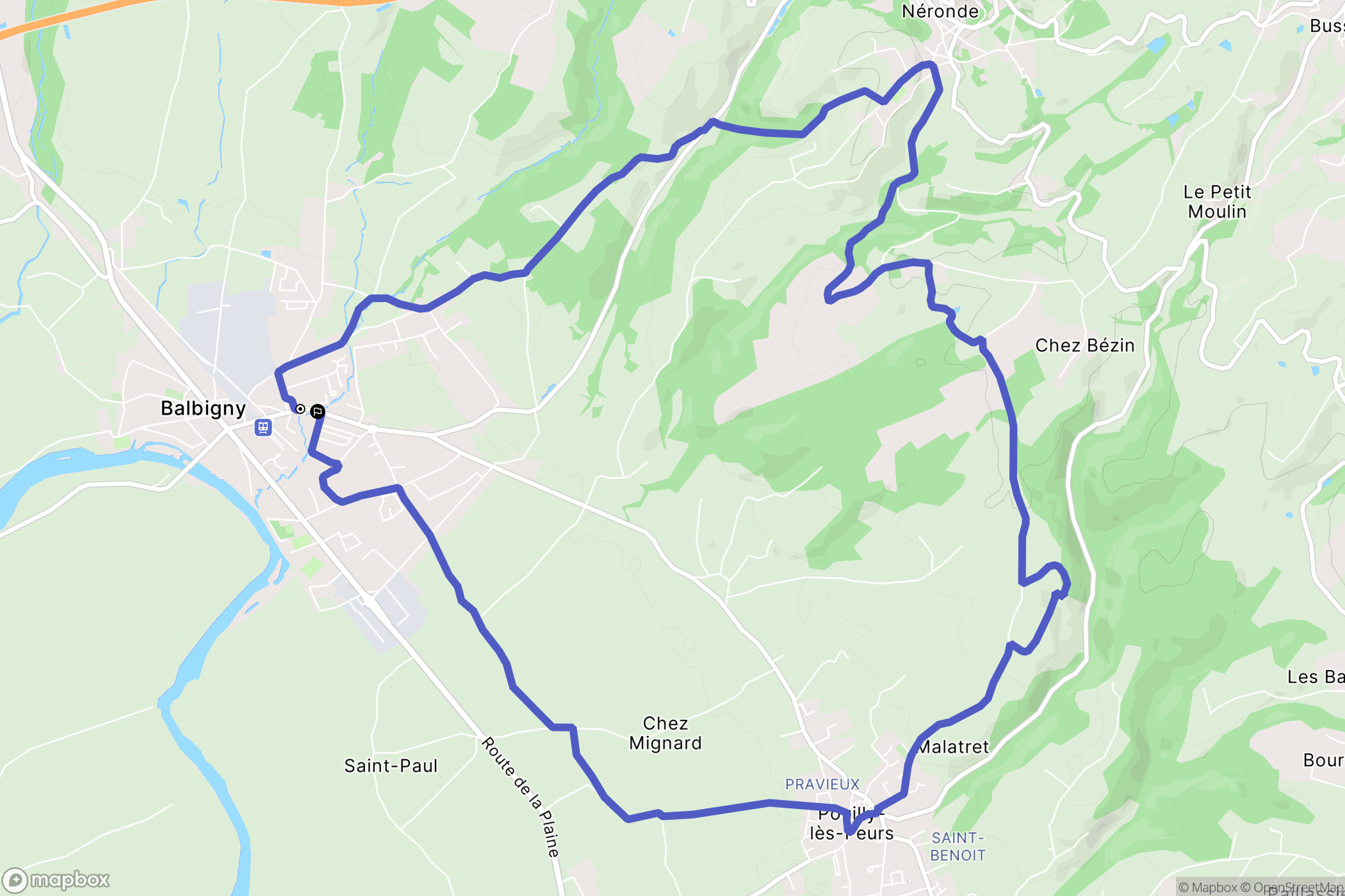Balbigny : carte du parcours de randonnée - France