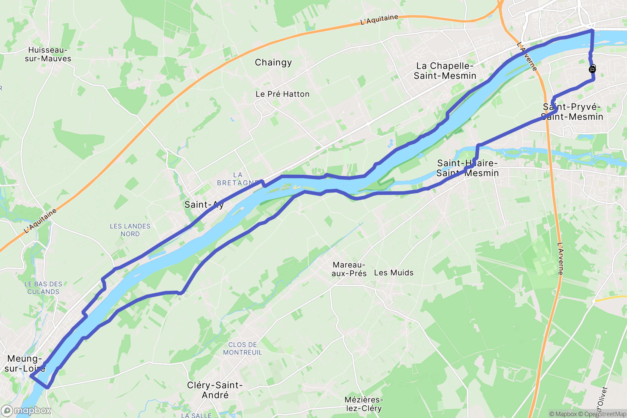 Saint-Pryvé-Saint-Mesmin : carte du parcours de randonnée - France