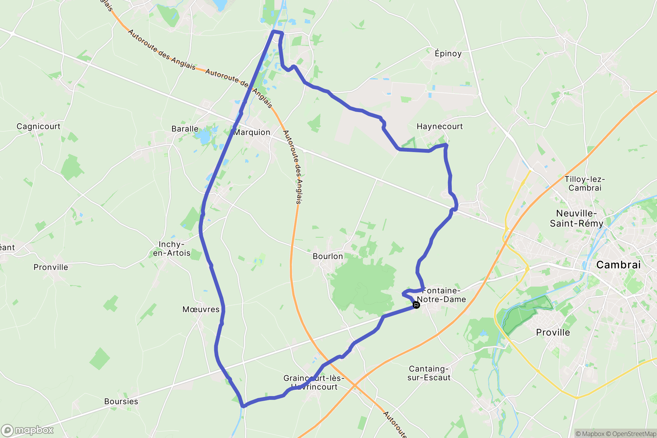 Fontaine-Notre-Dame : carte du parcours de randonnée - France