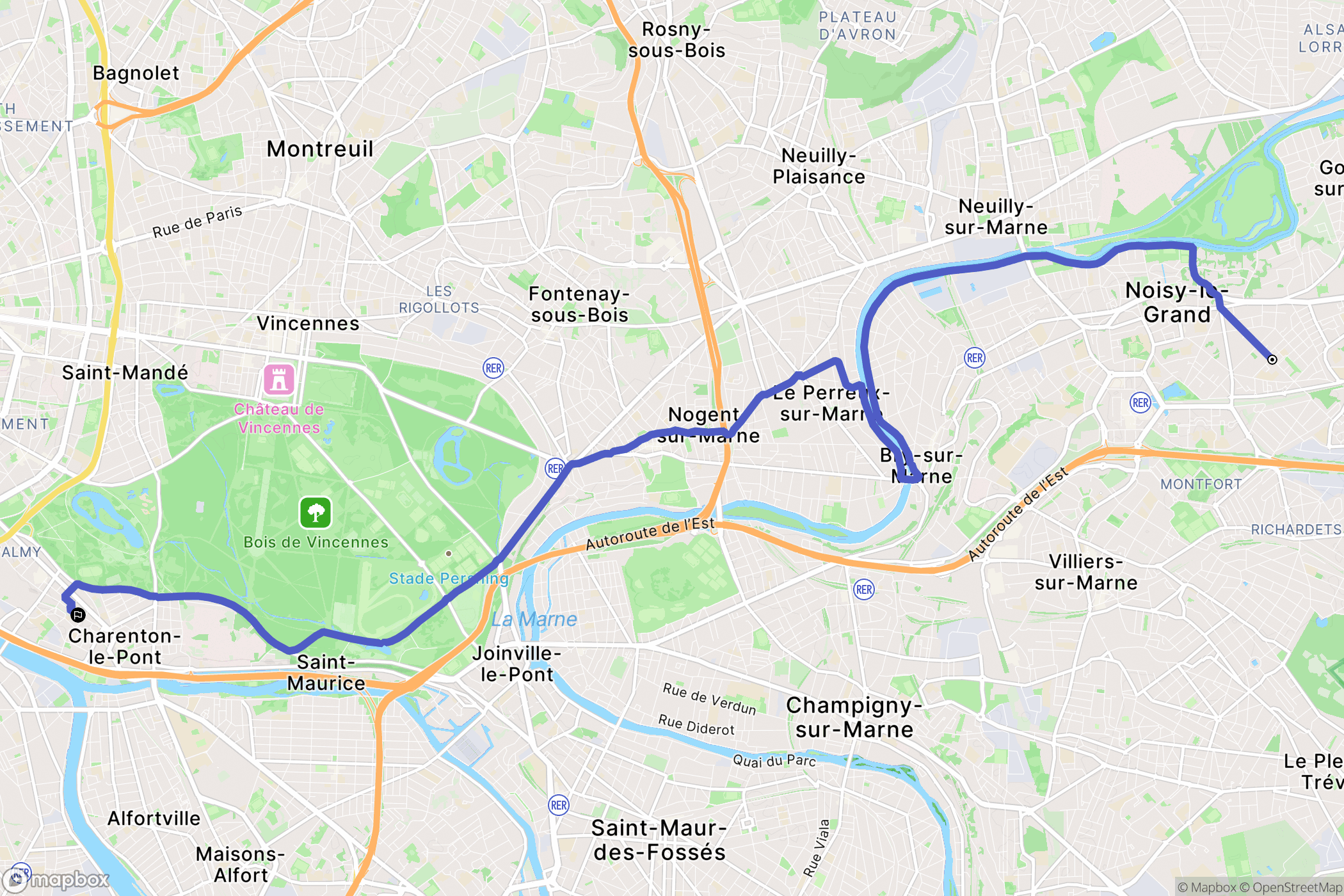Noisy le Grand : carte du parcours de randonnée - France