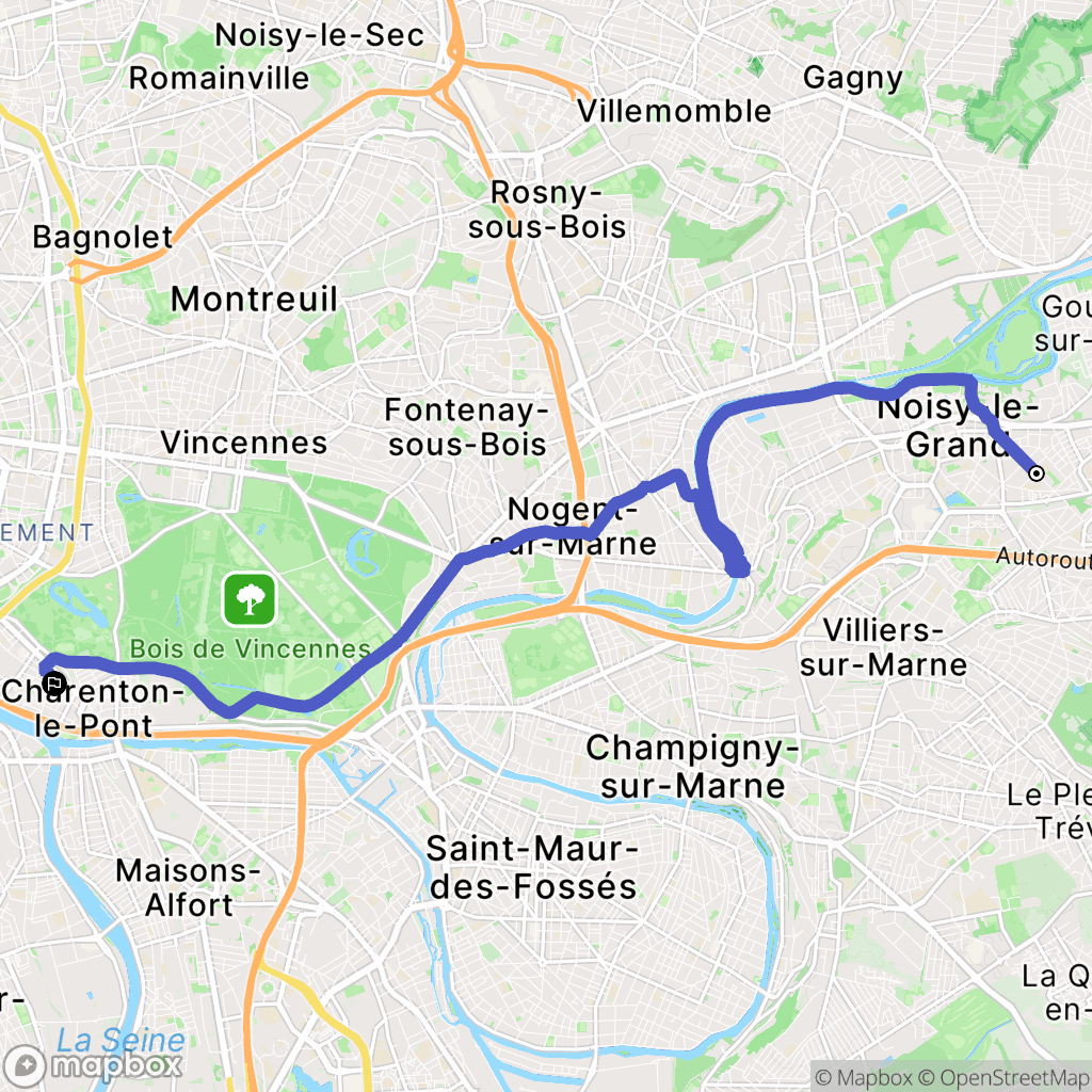 Noisy le Grand : carte du parcours de randonnée - France