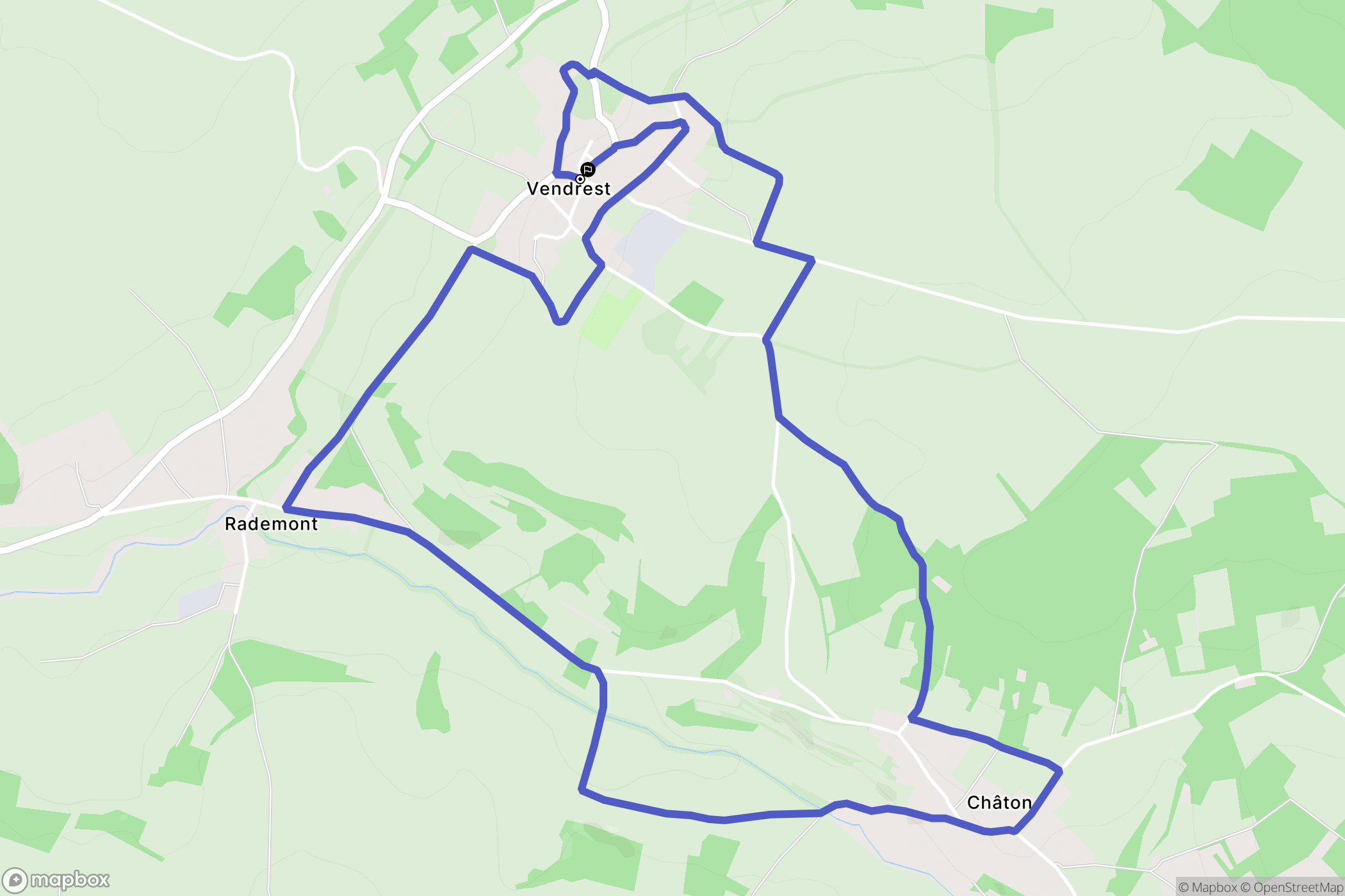 Vendrest : carte du parcours de randonnée - France