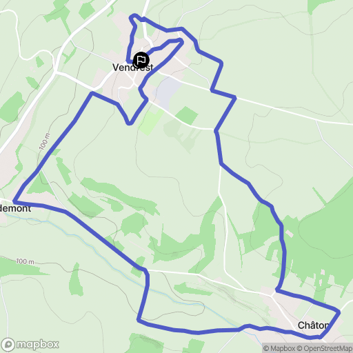 Vendrest : carte du parcours de randonnée - France