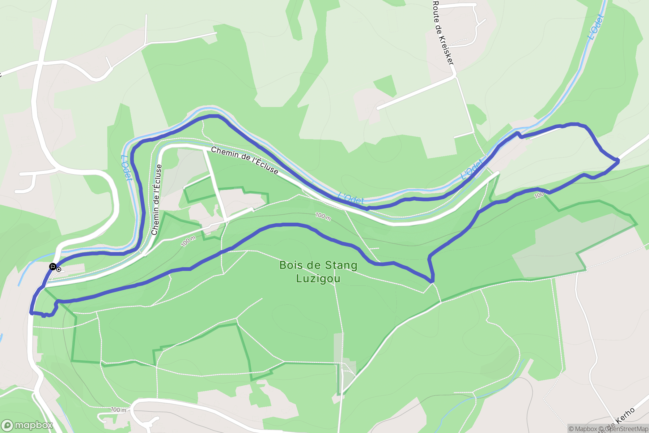 Ergué-Gabéric : carte du parcours de randonnée - France
