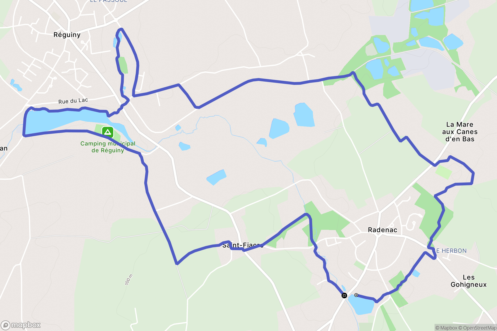 Radenac : carte du parcours de randonnée - France