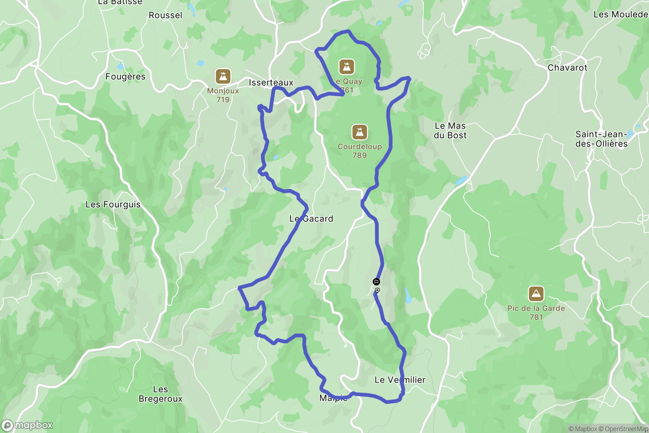 Isserteaux : carte du parcours de randonnée - France