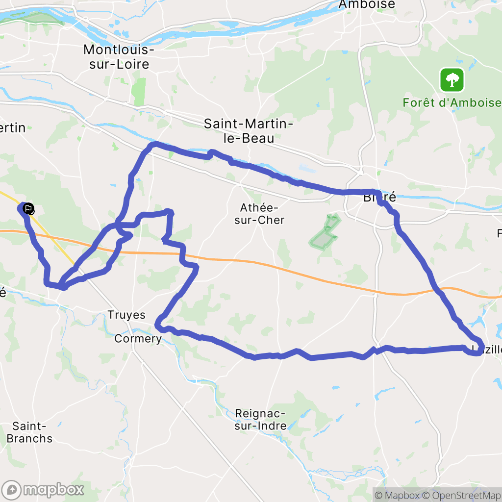 Esvres-sur-Indre : carte du parcours de randonnée - France