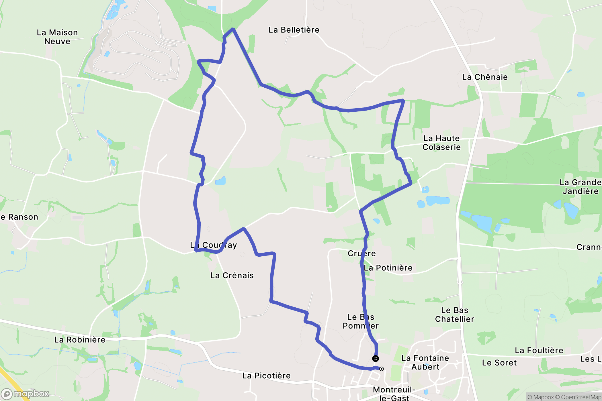 Montreuil-le-Gast : carte du parcours de randonnée - France