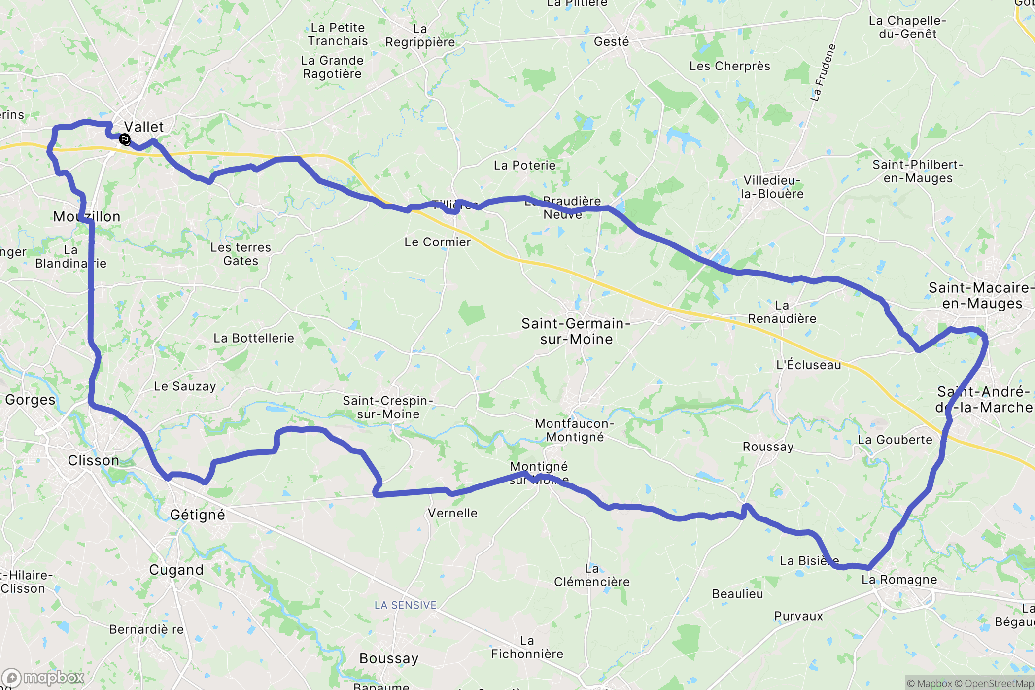Vallet : carte du parcours de randonnée - France