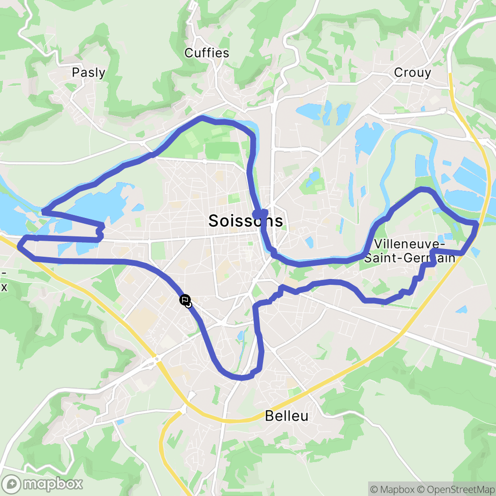 Soissons : carte du parcours de randonnée - France