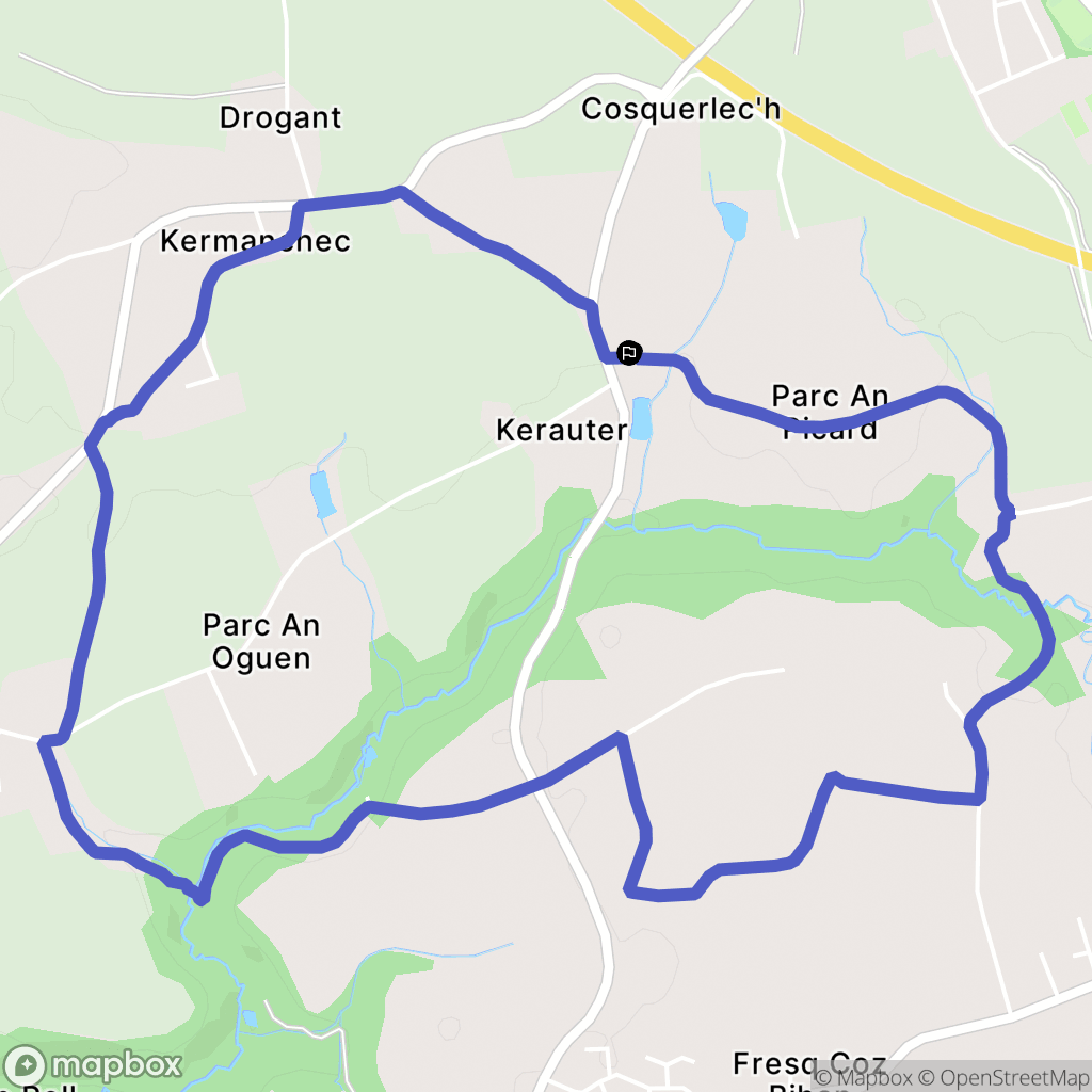Melgven : carte du parcours de randonnée - France