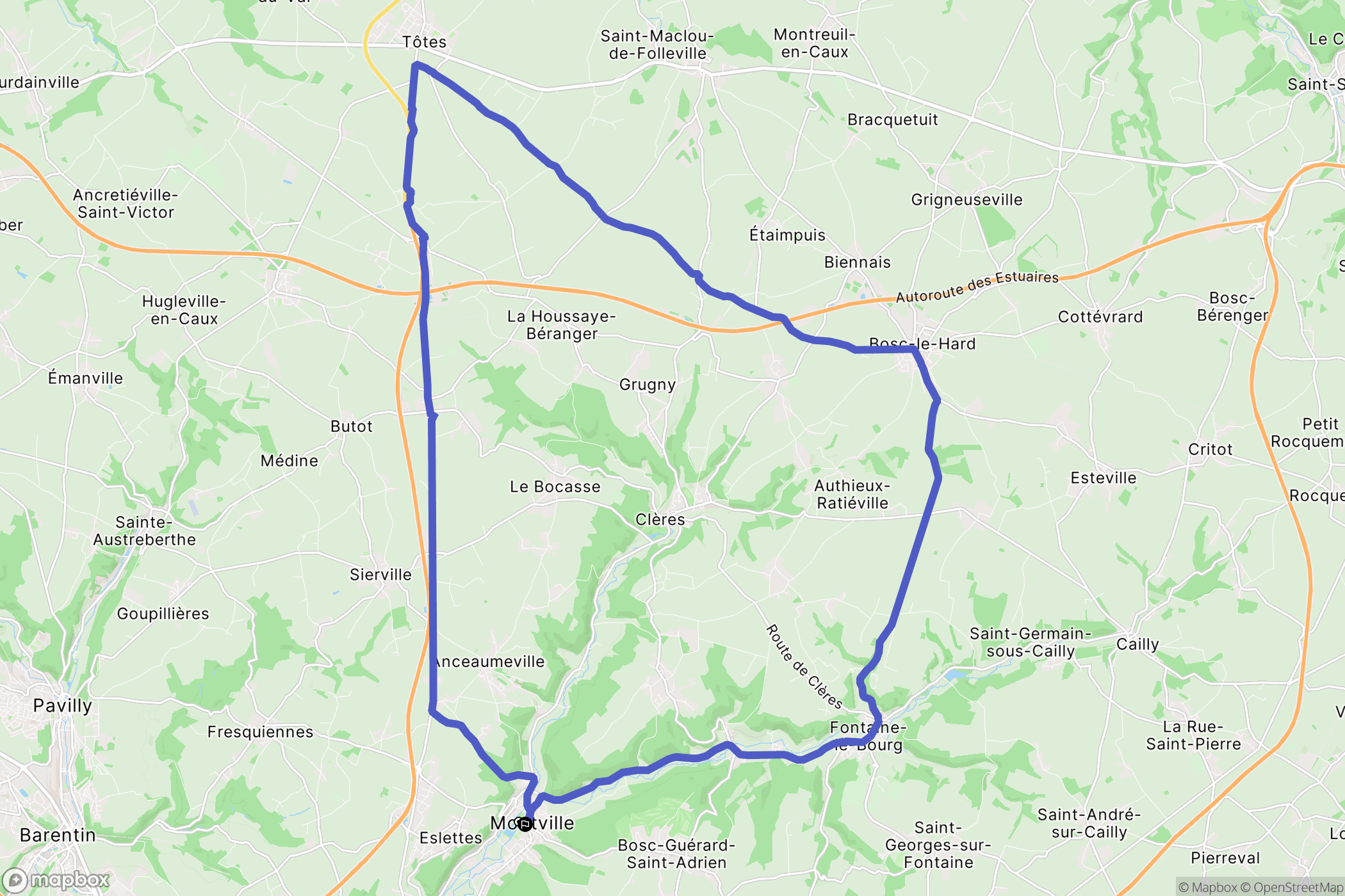 Montville : carte du parcours de randonnée - France