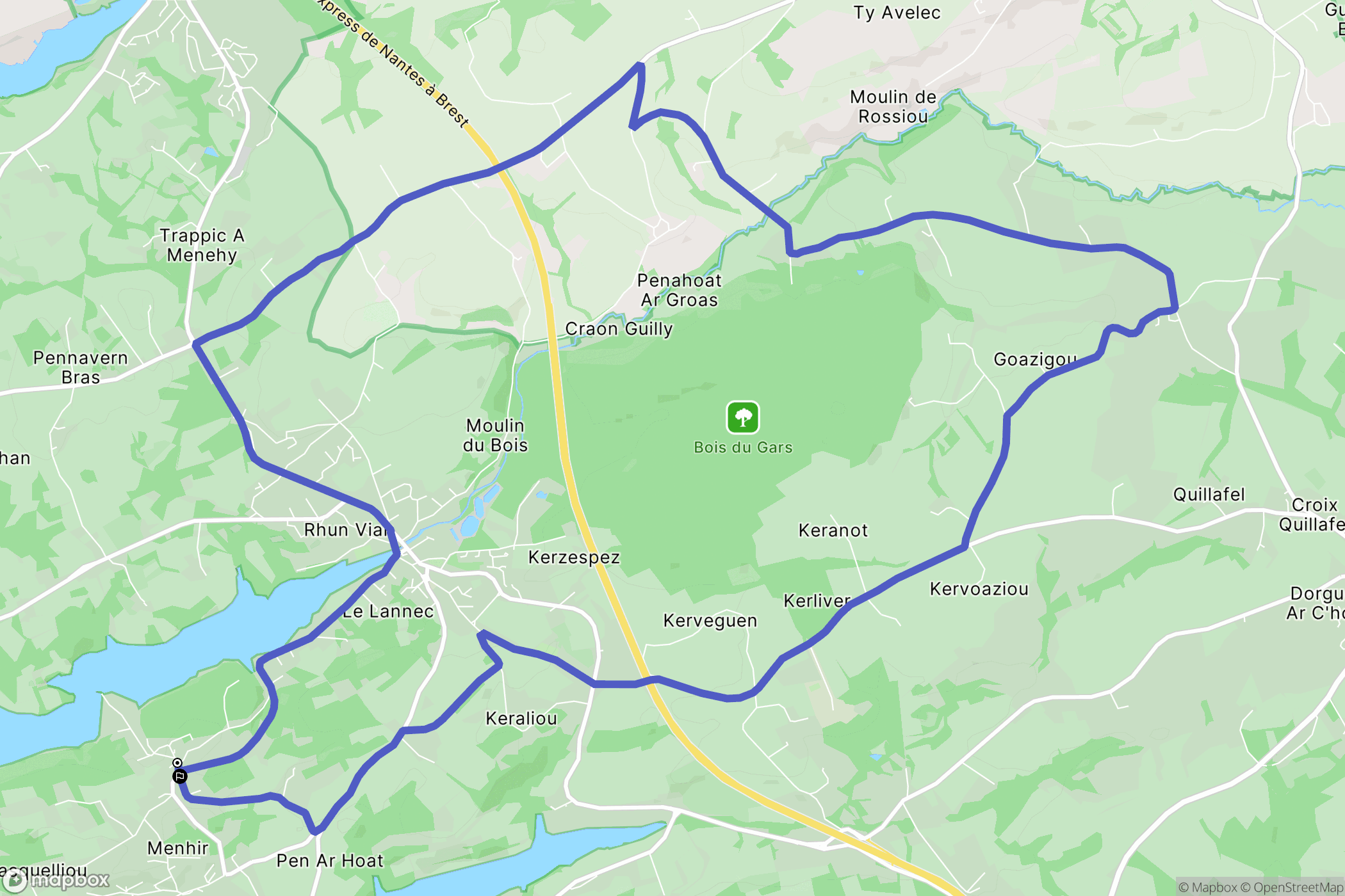Hôpital-Camfrout : carte du parcours de randonnée - France