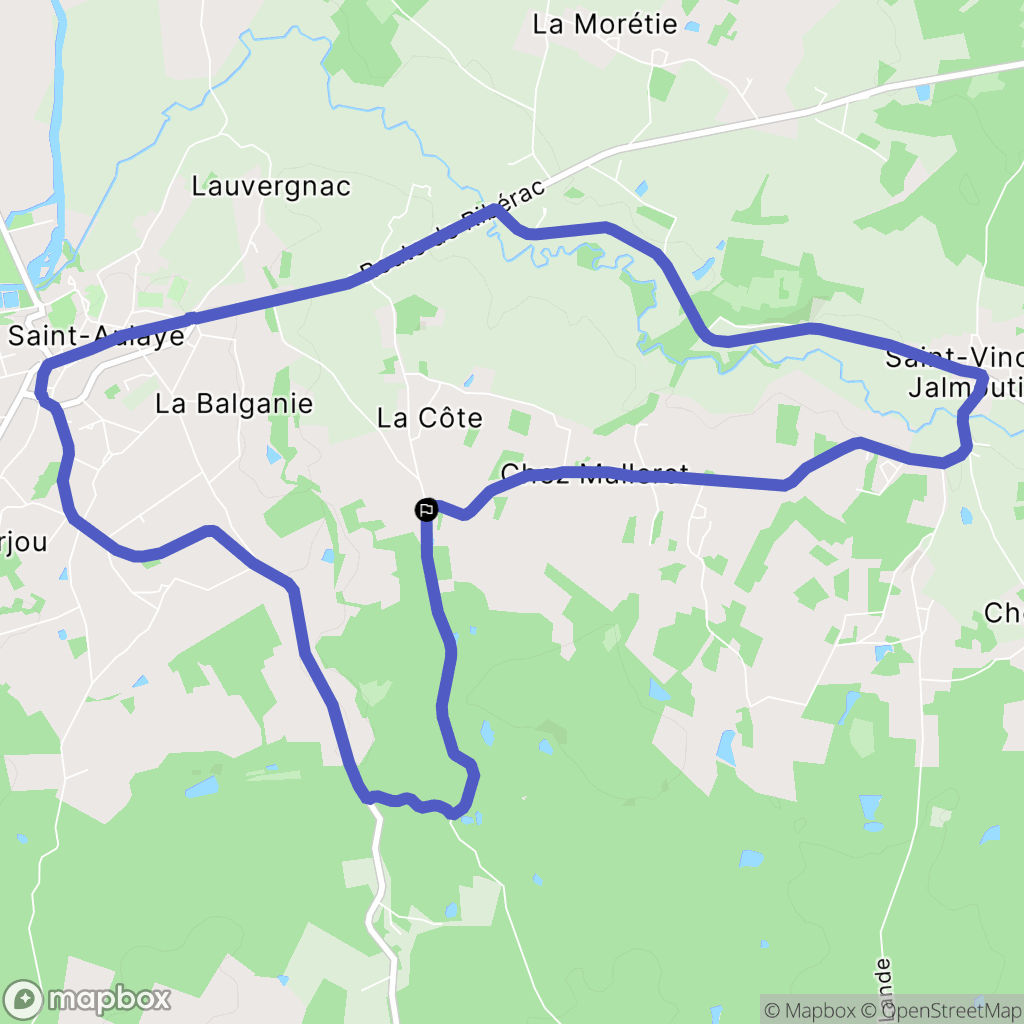 Saint-Aulaye-Puymangou : carte du parcours de randonnée - France