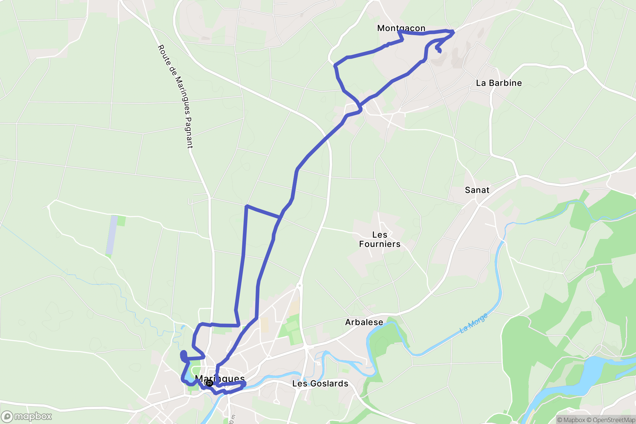 Maringues : carte du parcours de randonnée - France