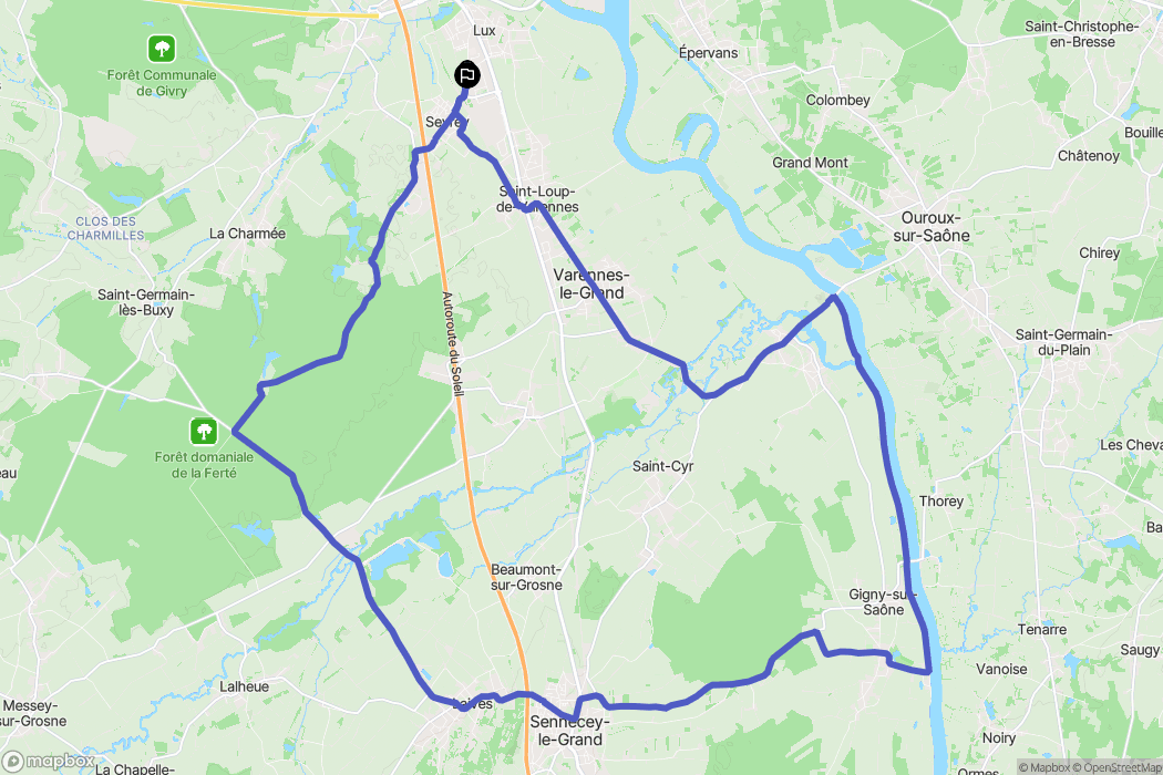 Lux : carte du parcours de randonnée - France