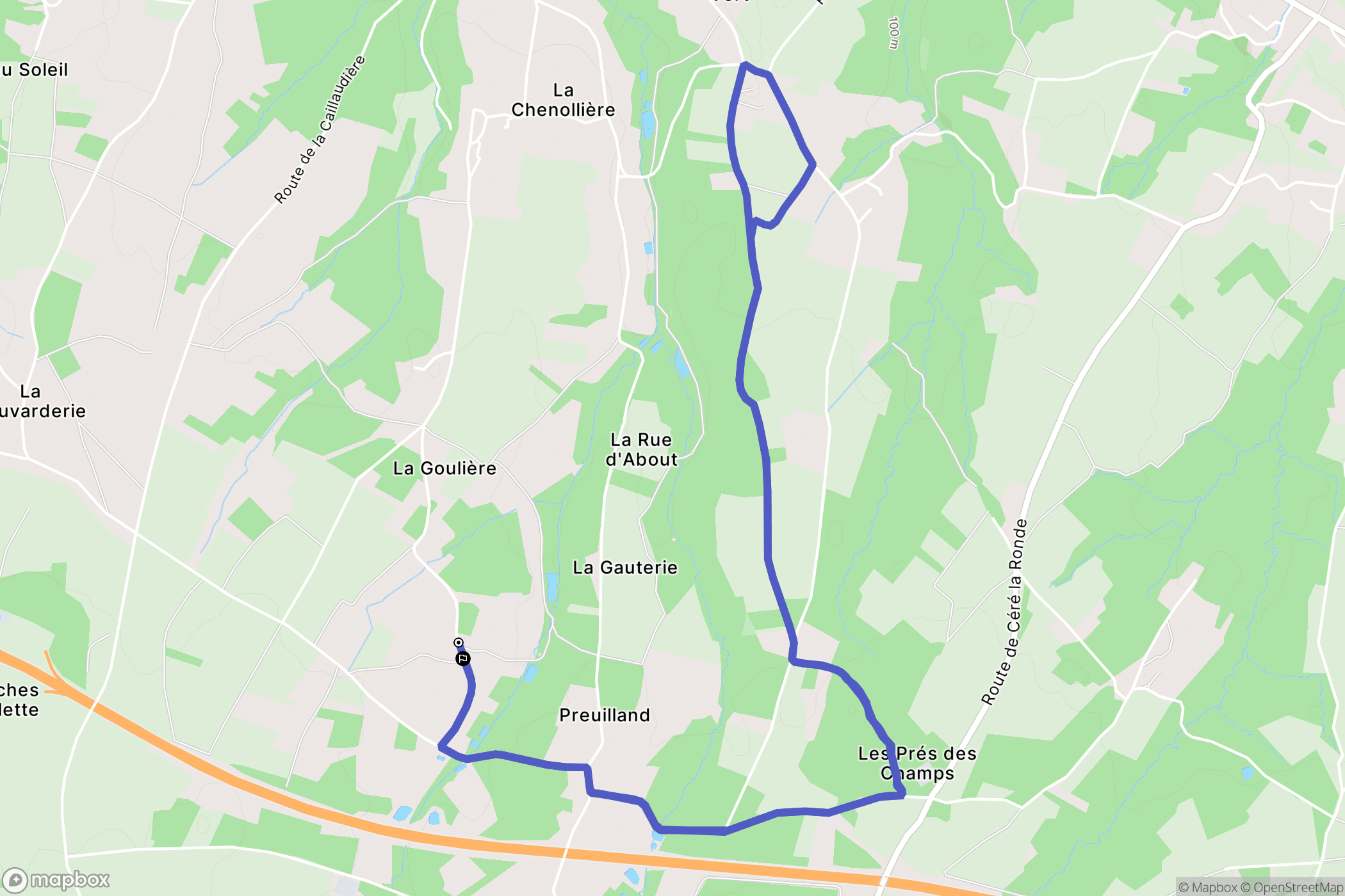 Angé : carte du parcours de randonnée - France