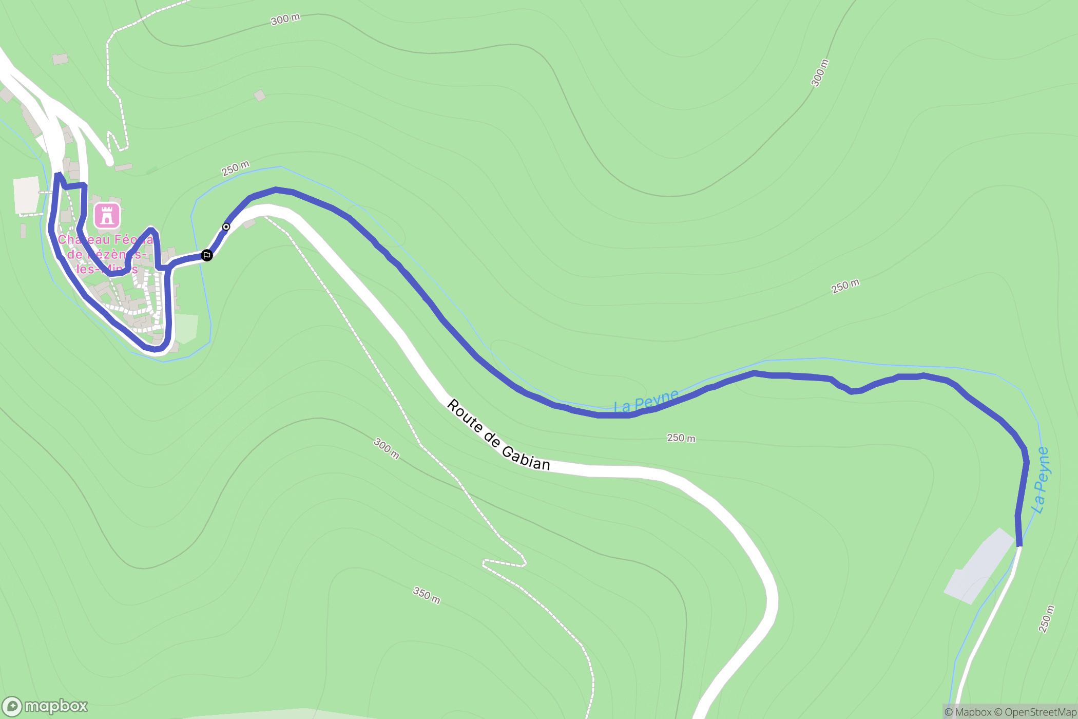 Pézènes-les-Mines : carte du parcours de randonnée - France