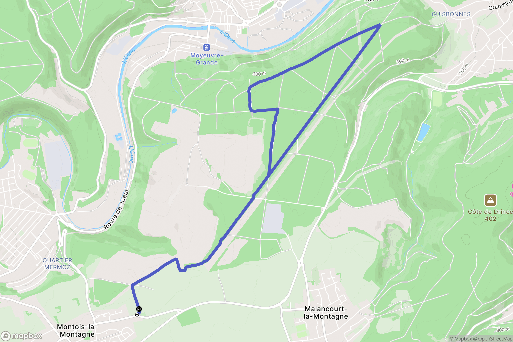 Montois-la-Montagne : carte du parcours de randonnée - France