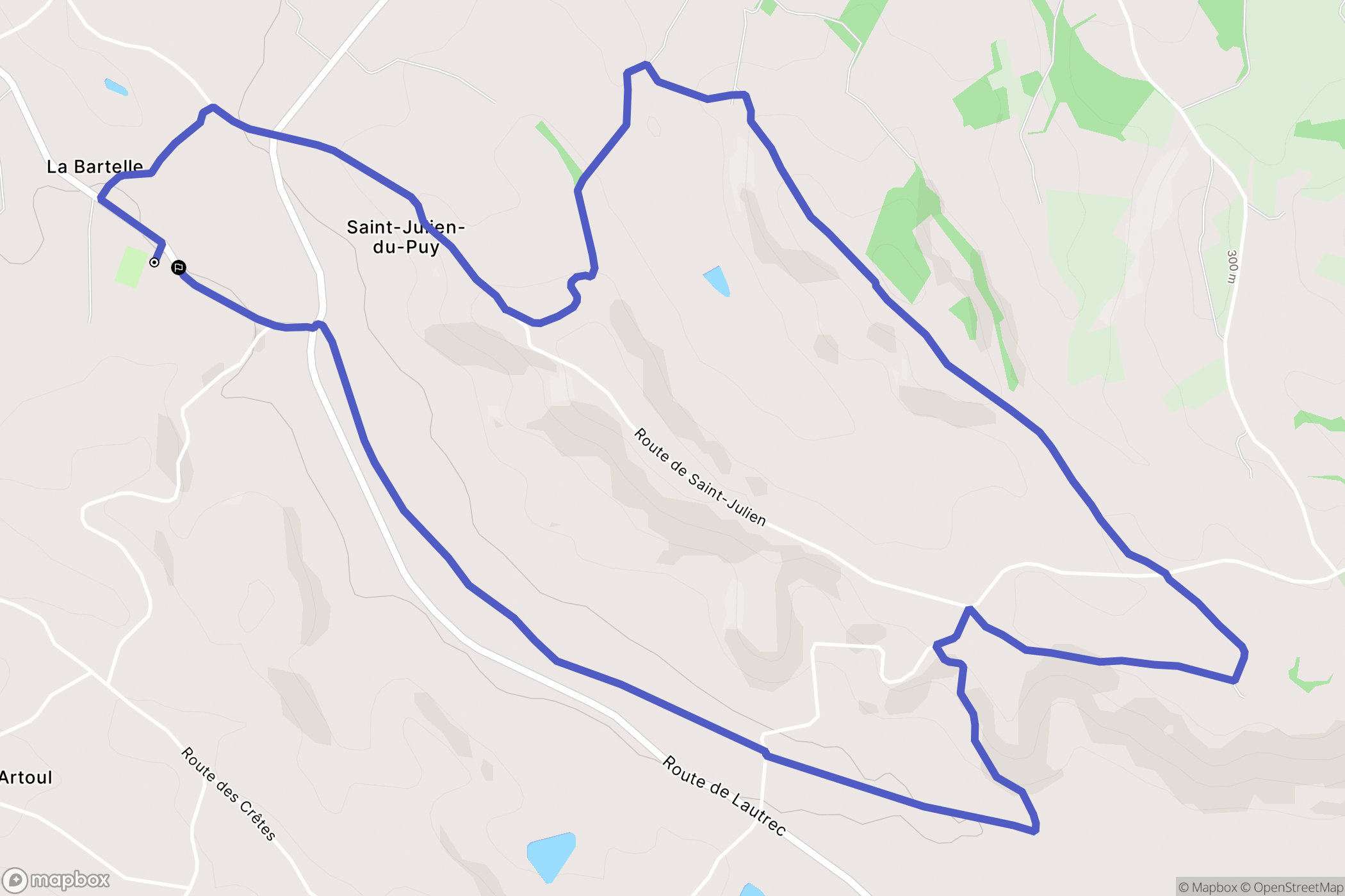 Saint-Julien-du-Puy : carte du parcours de randonnée - France
