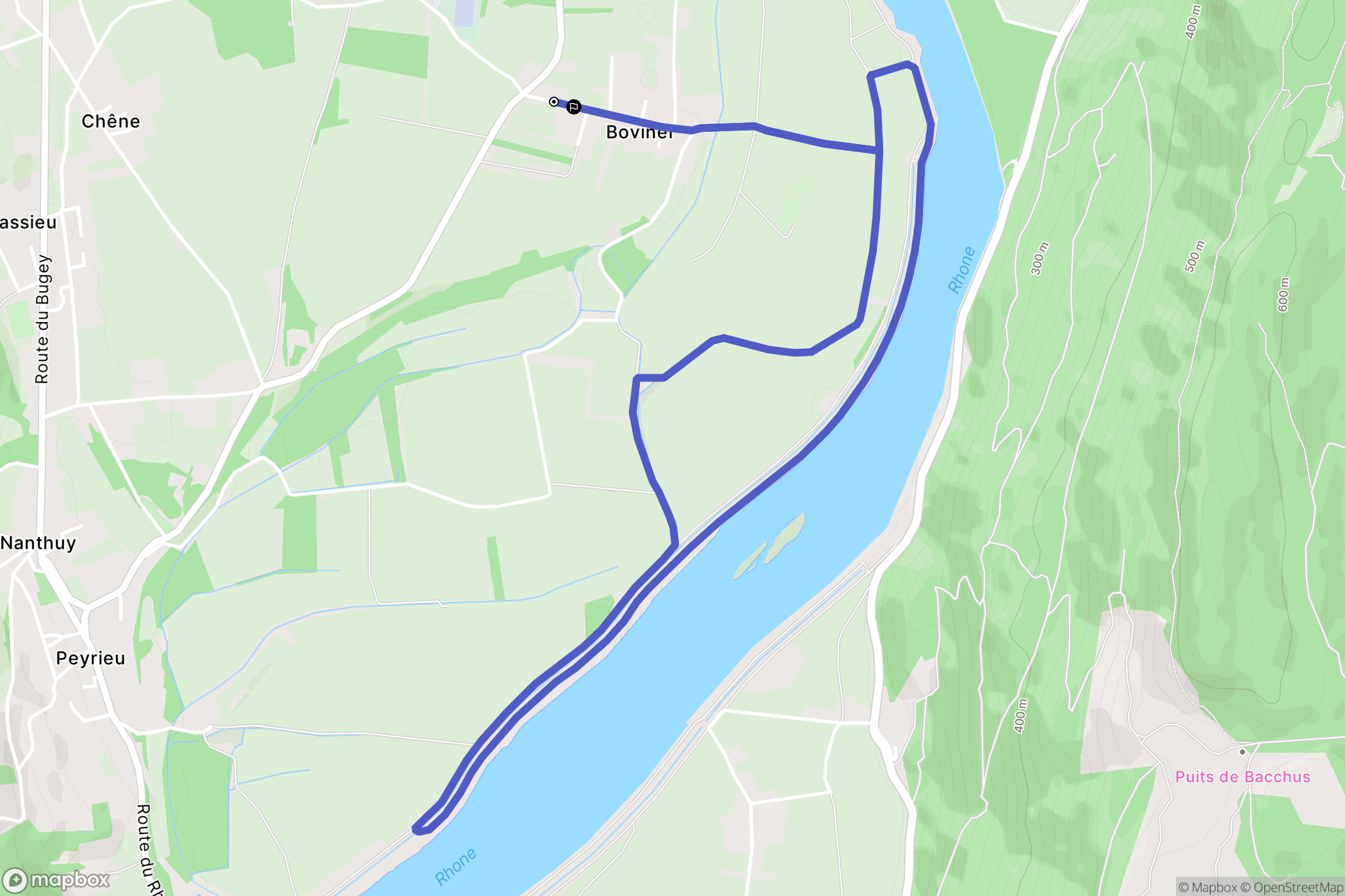 Peyrieu : carte du parcours de randonnée - France