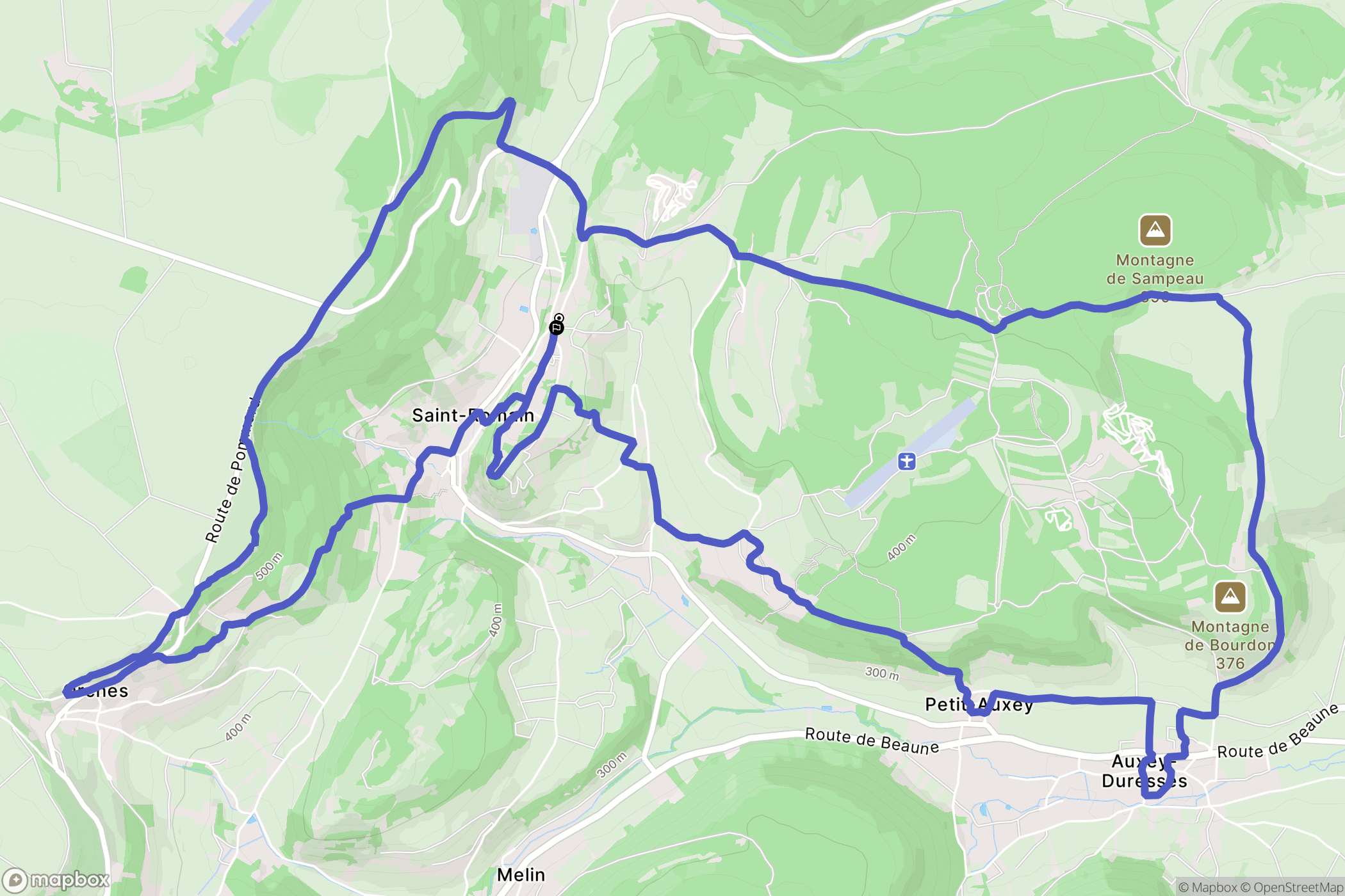 Saint-Romain : carte du parcours de randonnée - France