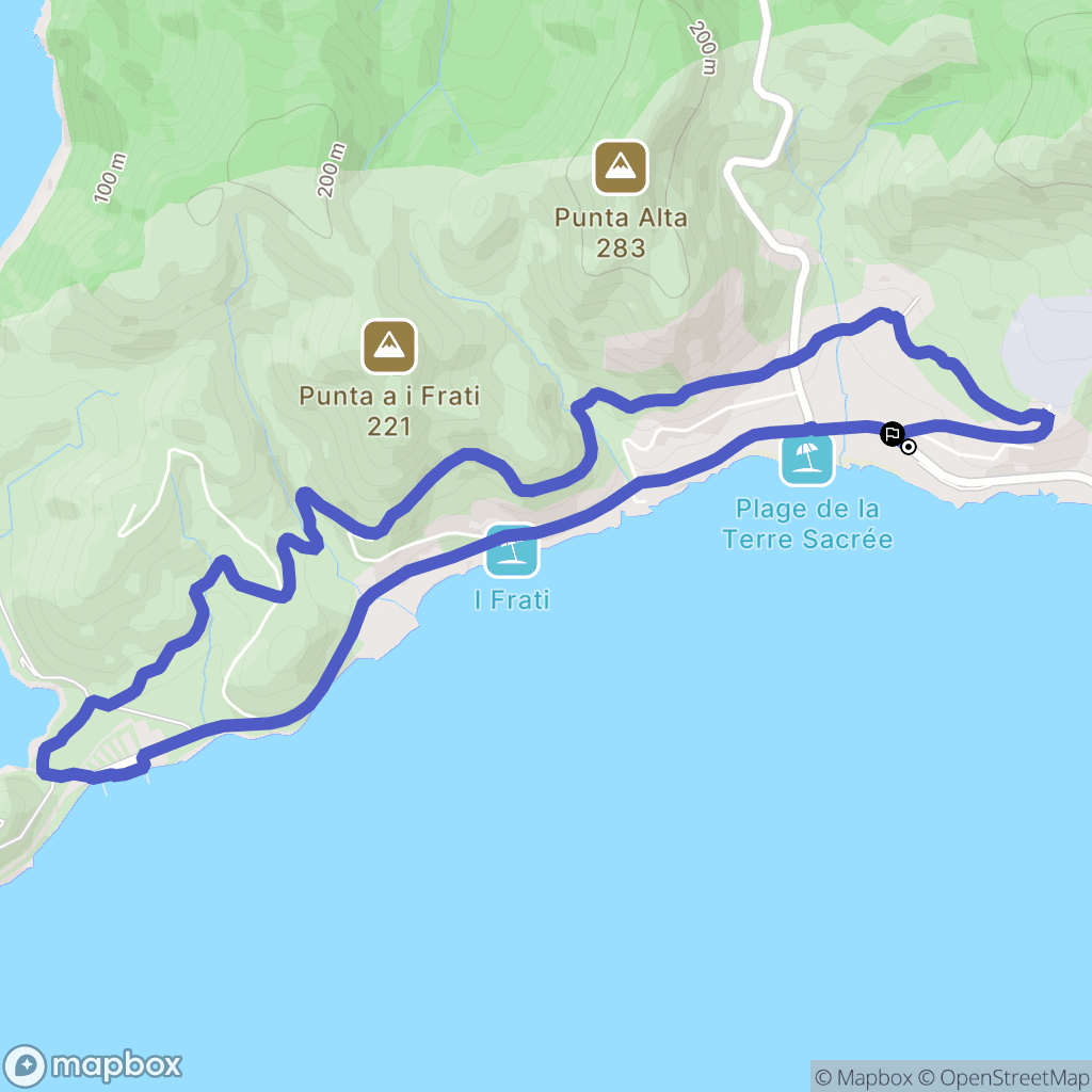 Ajaccio : carte du parcours de randonnée - France