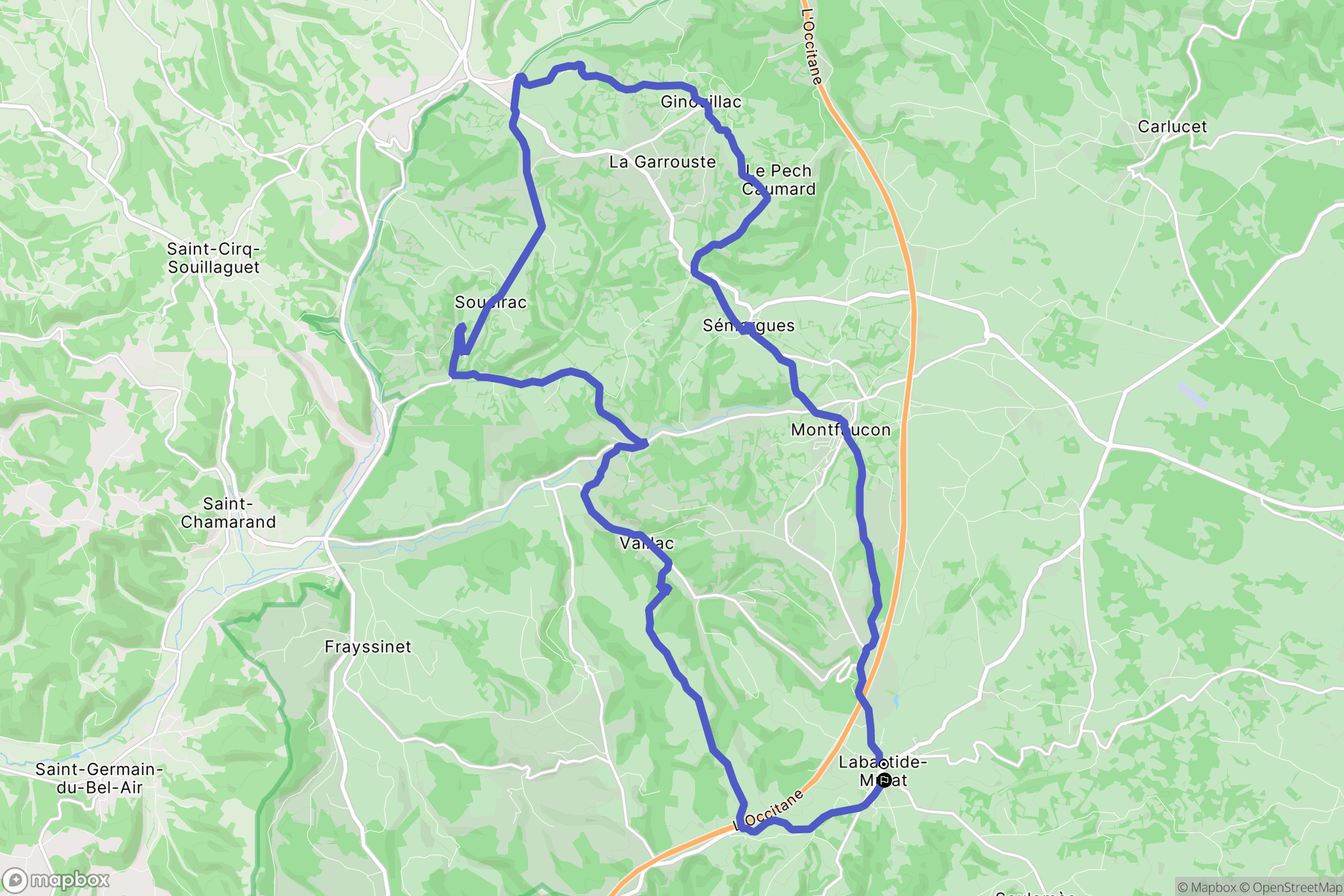Cœur-de-Causse : carte du parcours de randonnée - France