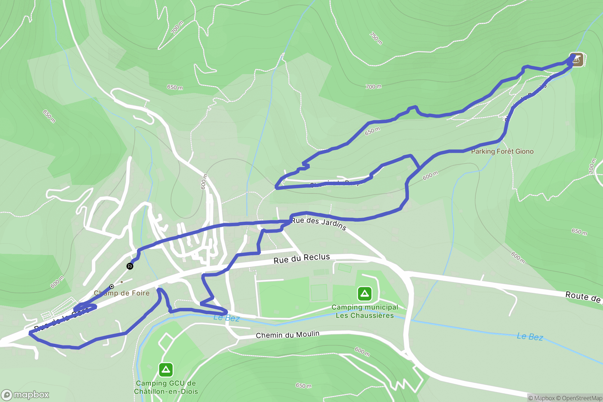 Châtillon-en-Diois : carte du parcours de randonnée - France