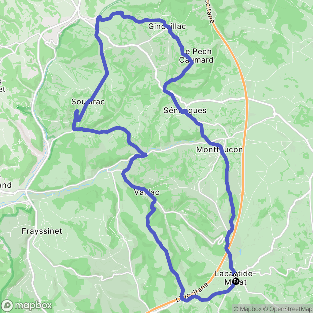 Cœur-de-Causse : carte du parcours de randonnée - France