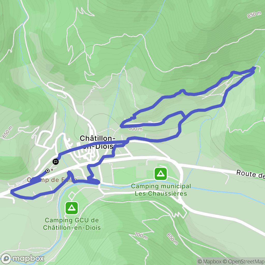 Châtillon-en-Diois : carte du parcours de randonnée - France