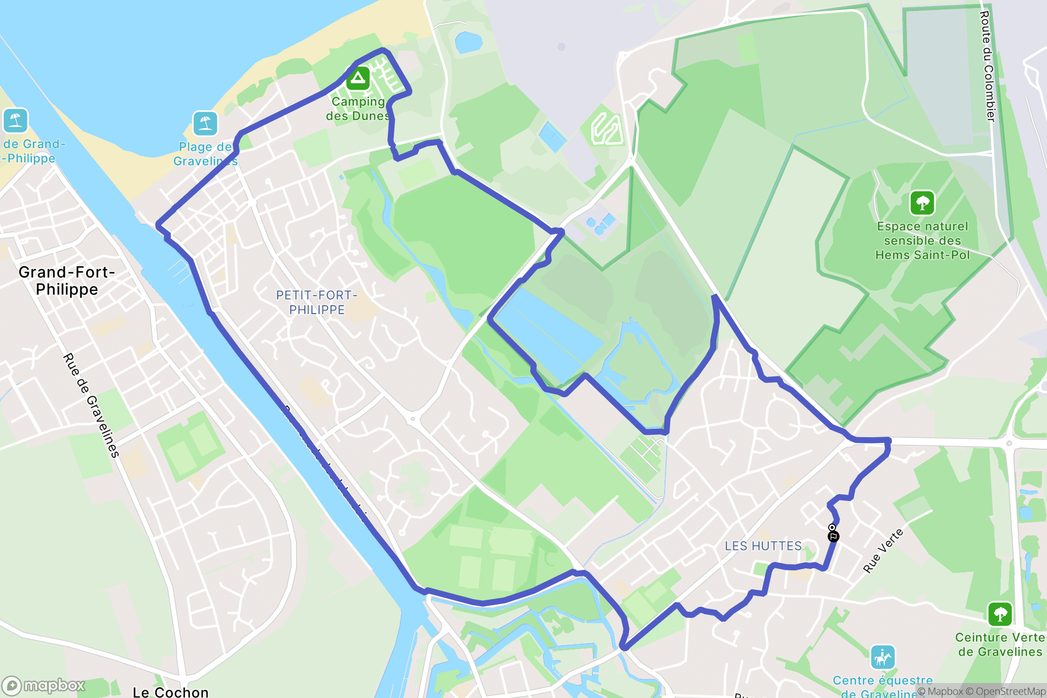 Gravelines : carte du parcours de randonnée - France