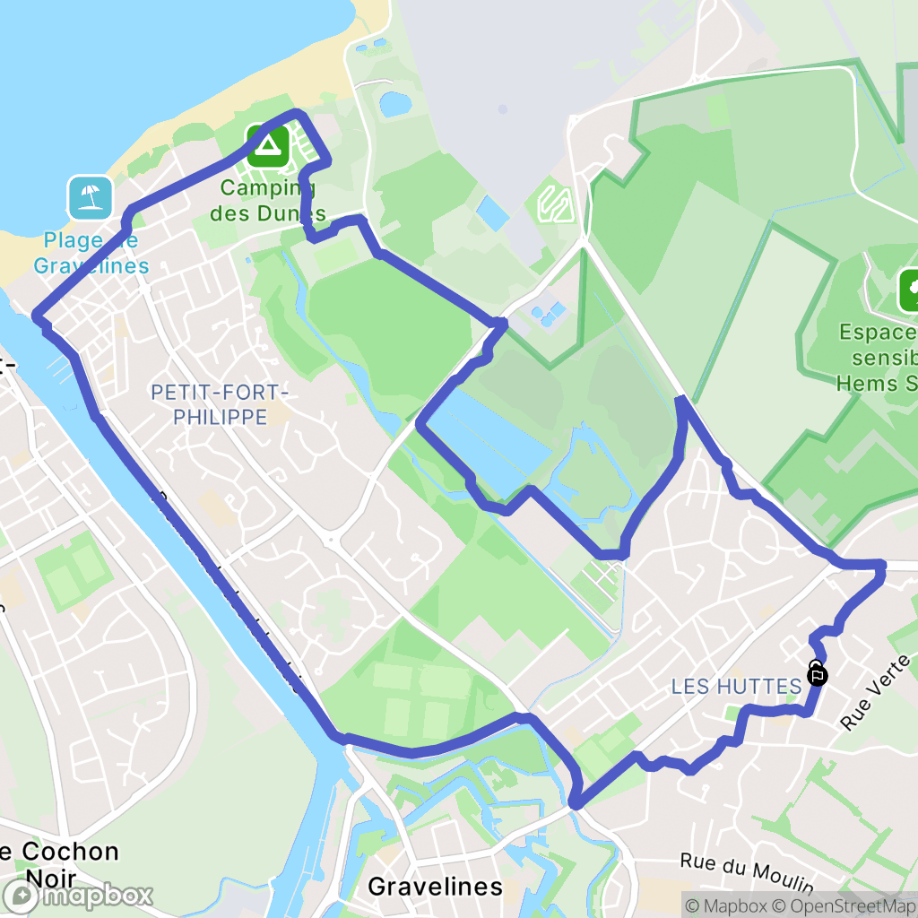 Gravelines : carte du parcours de randonnée - France
