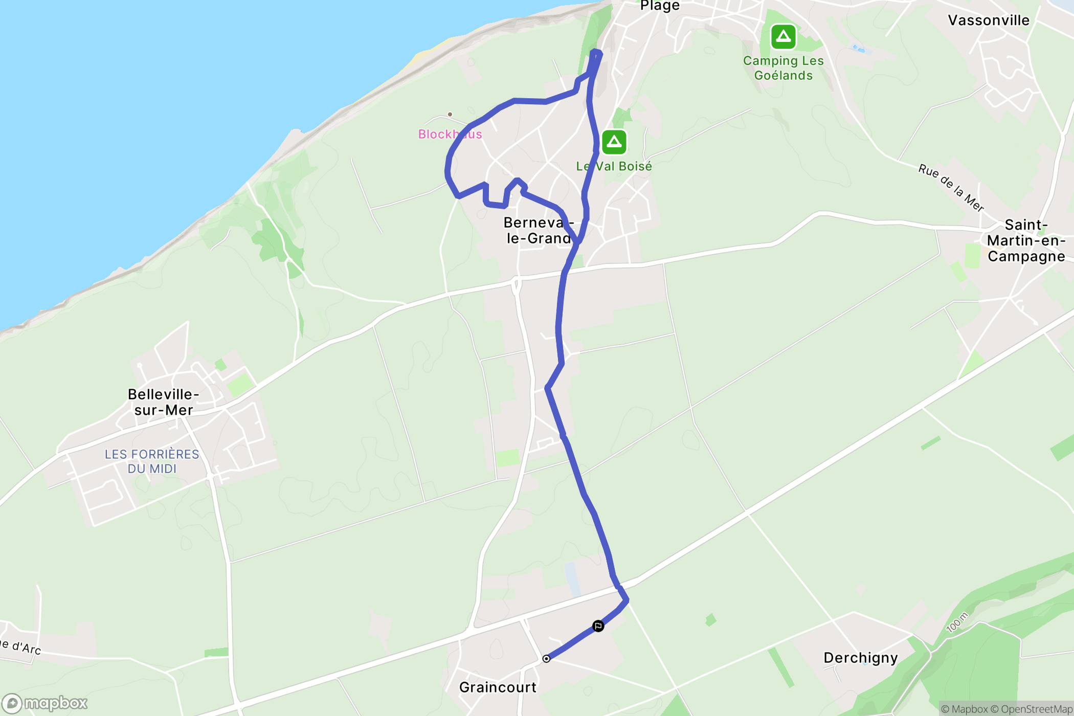 Petit-Caux : carte du parcours de randonnée - France