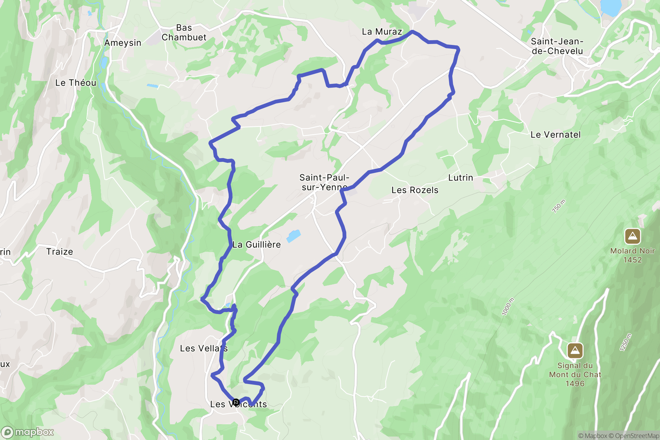 Saint-Paul : carte du parcours de randonnée - France