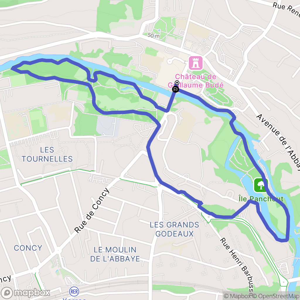 Yerres : carte du parcours de randonnée - France