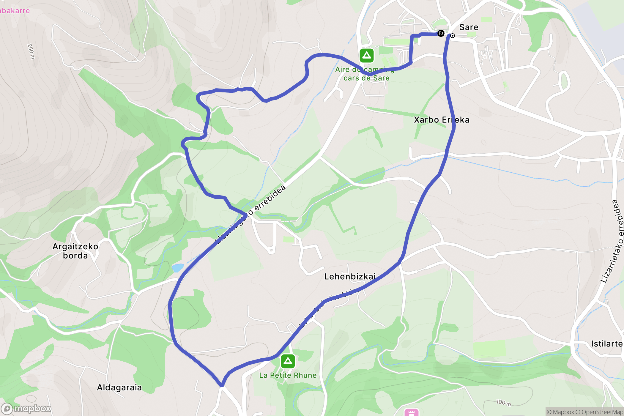 Sare : carte du parcours de randonnée - France